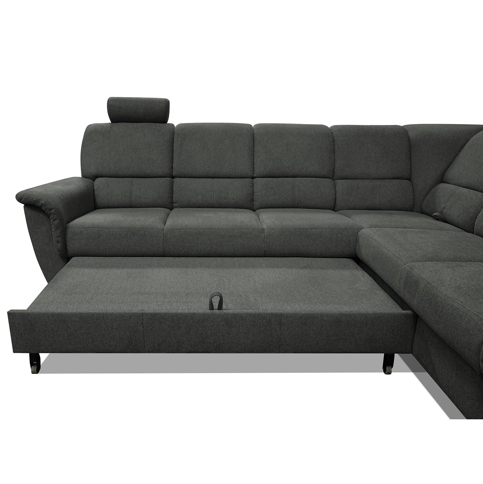 Ecksofa - graugrün - Liegefunktion und Staukasten - 2-Sitzer rechts
