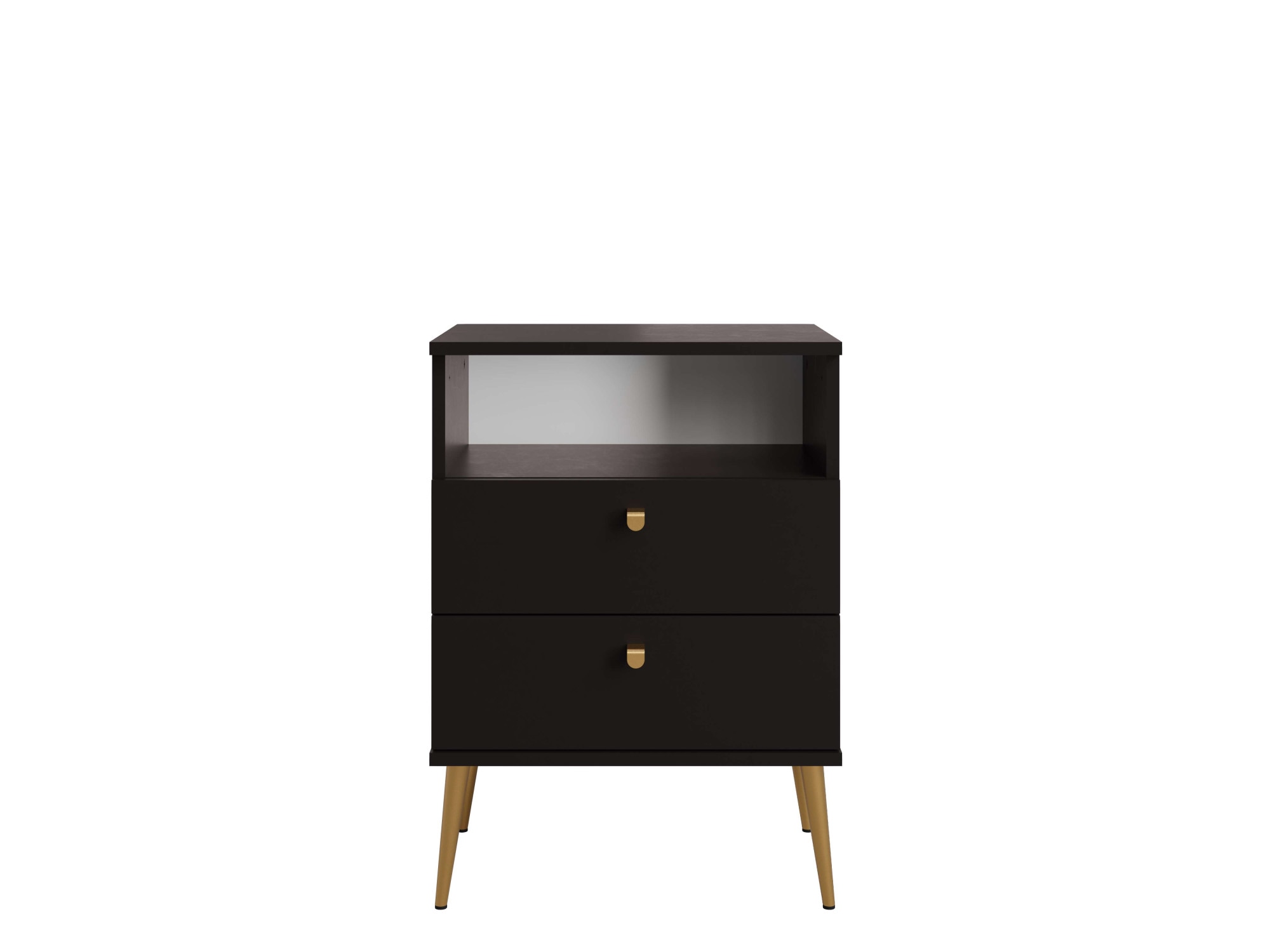 Home affaire Nachttisch »Elyria, Metallgriffe, FSC-zertifizierter Holzwerkstoff« Nachtkommode B/T/H 50/34/69cm,  mit 2 Schubladen, 1 offenes Fach, viele Farben mit goldfb. Details