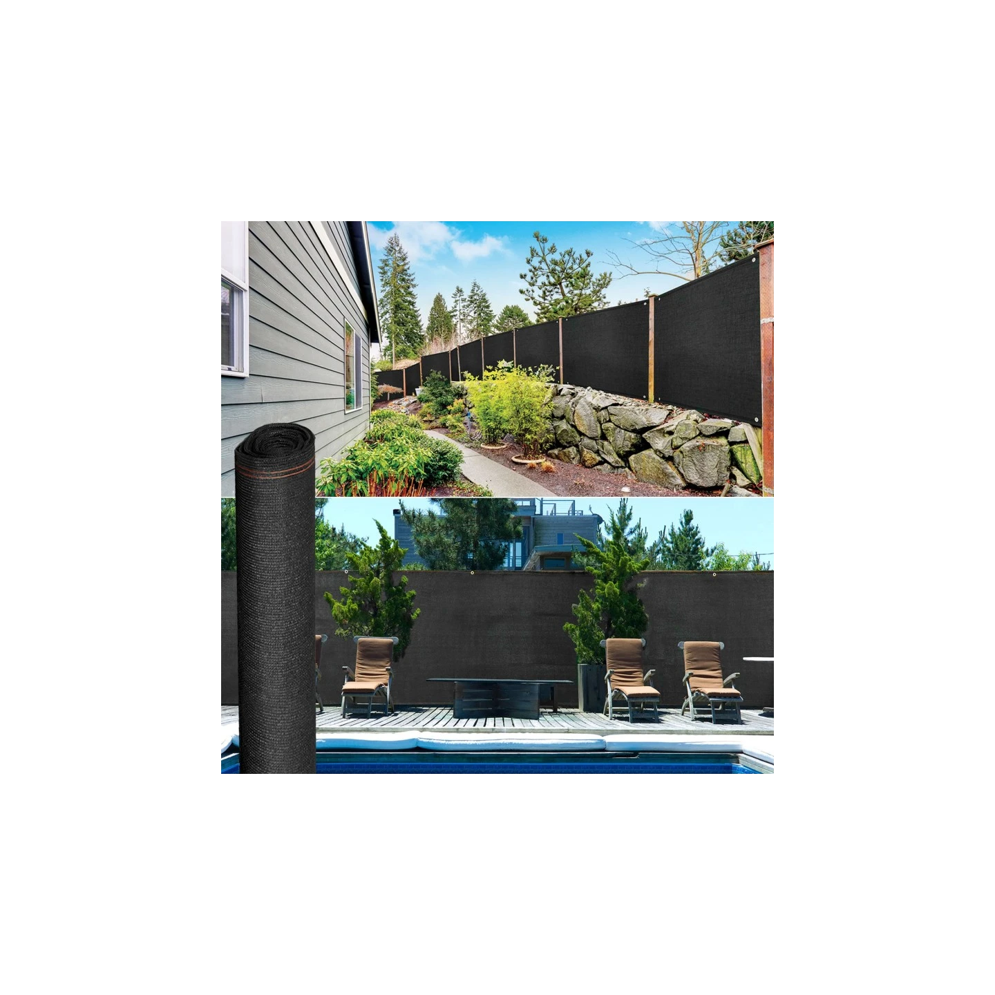 Brise vue renforcé 1,8 x 10 M noir 220 gr/m² luxe PRO