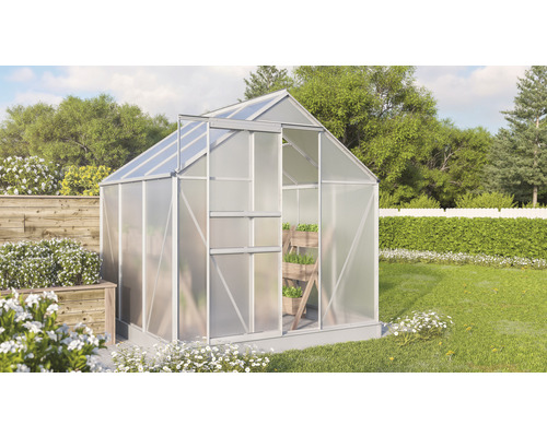 Vitavia Comet 3800 kas, 4 mm dubbelwandige polycarbonaat panelen, inclusief fundering, 195x195 cm, geanodiseerd aluminium