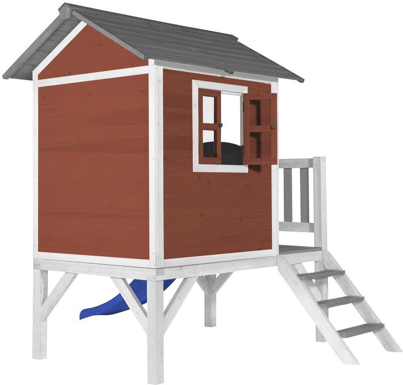 AXI - Lodge XL - Speelhuis - Scandinavisch Rood - Blauwe Glijbaan
