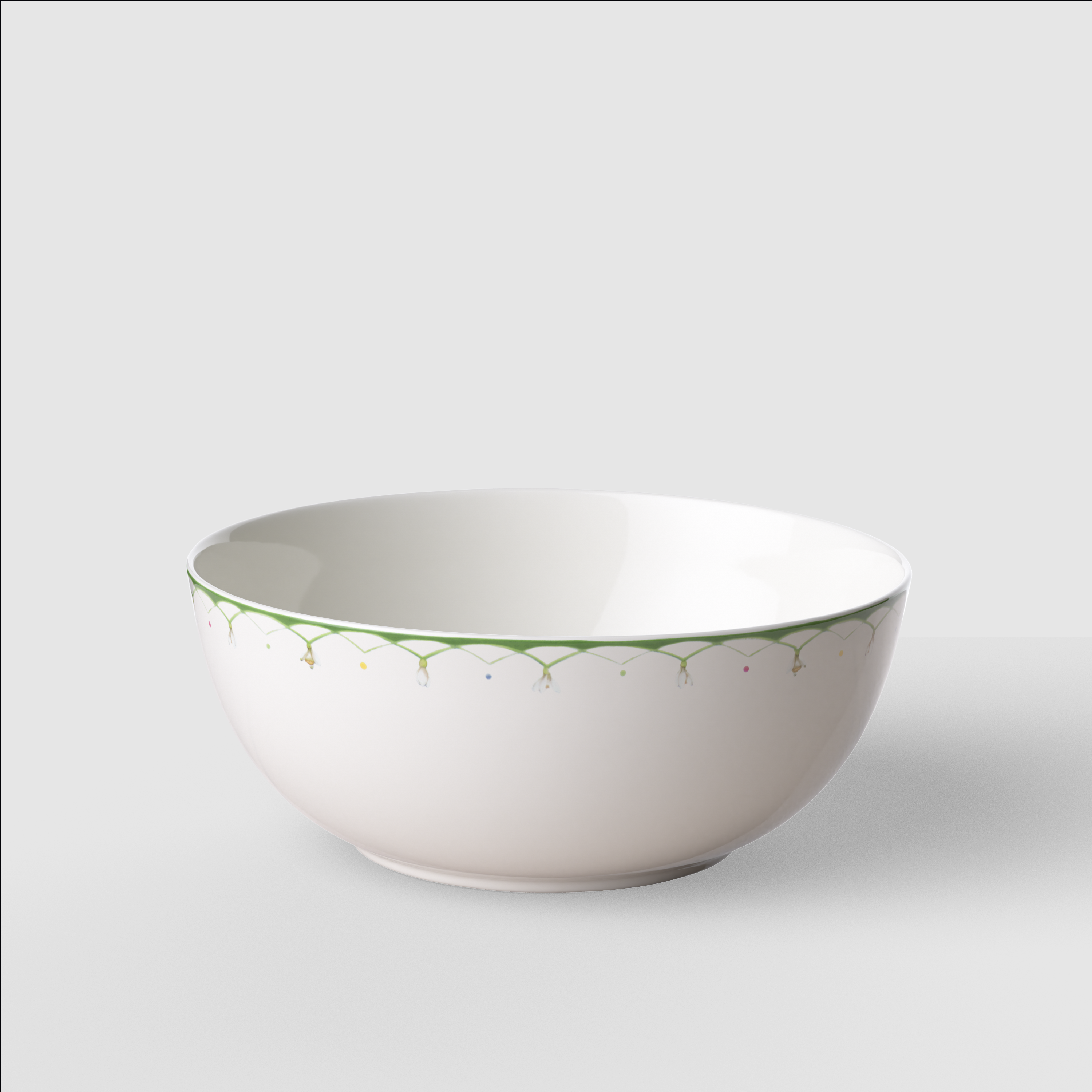 Colourful Spring Salad serving bowl Green, 57.5 oz, Premium Porcelain