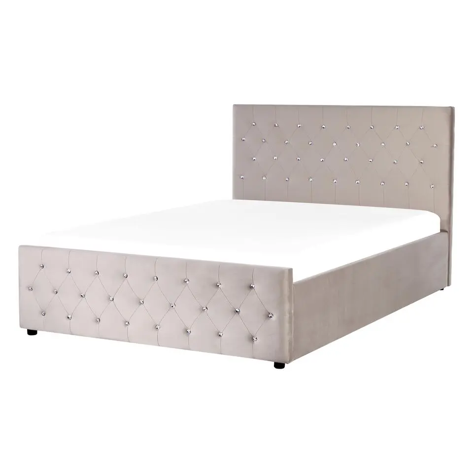 AMIENS - Bed met opbergruimte - Taupe - 140 x 200 cm - Fluweel