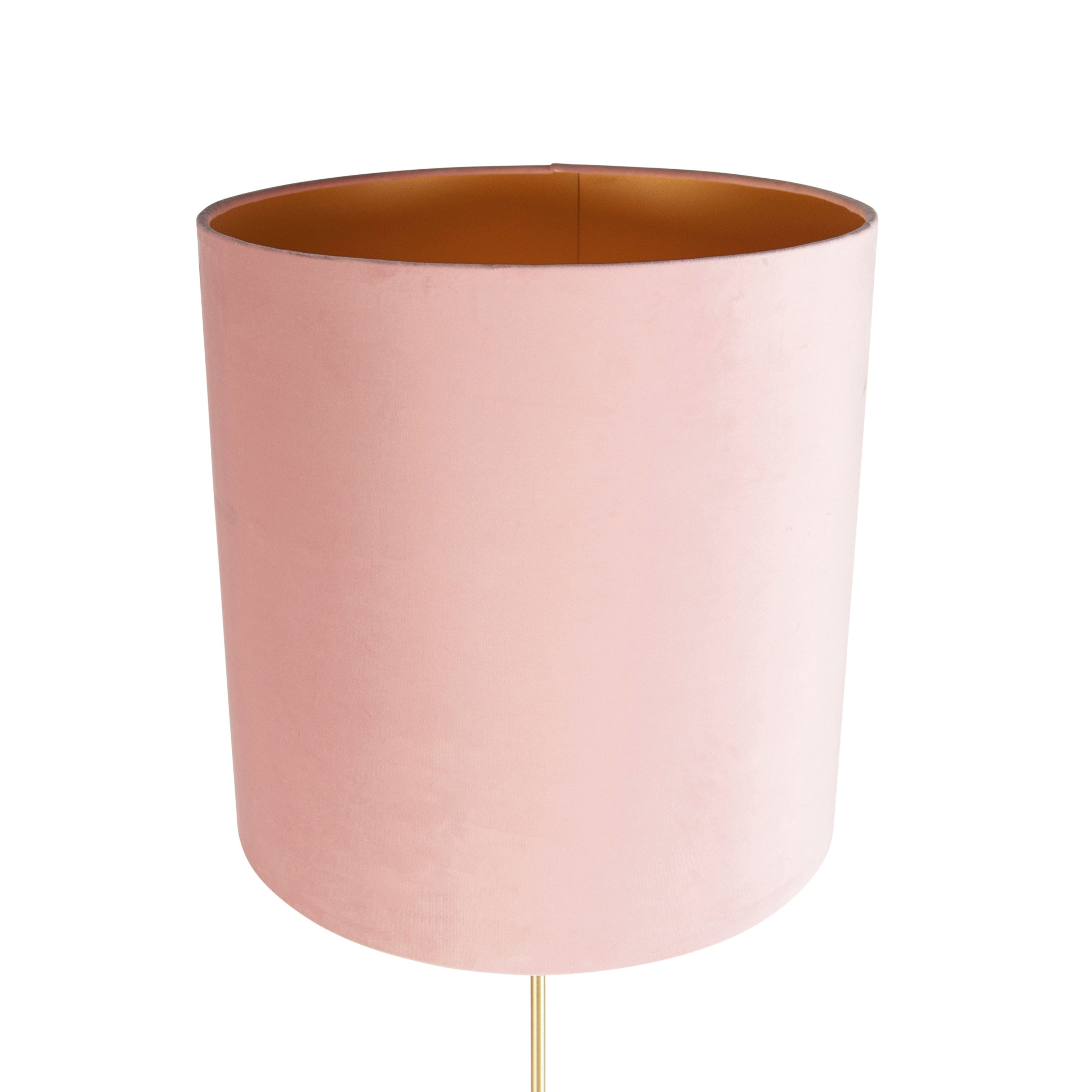 Vloerlamp goud/messing met velours kap roze 40/40 cm - Parte