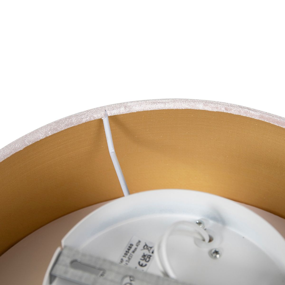 Moderne plafondlamp roze 30 cm met gouden binnenkant - Drum