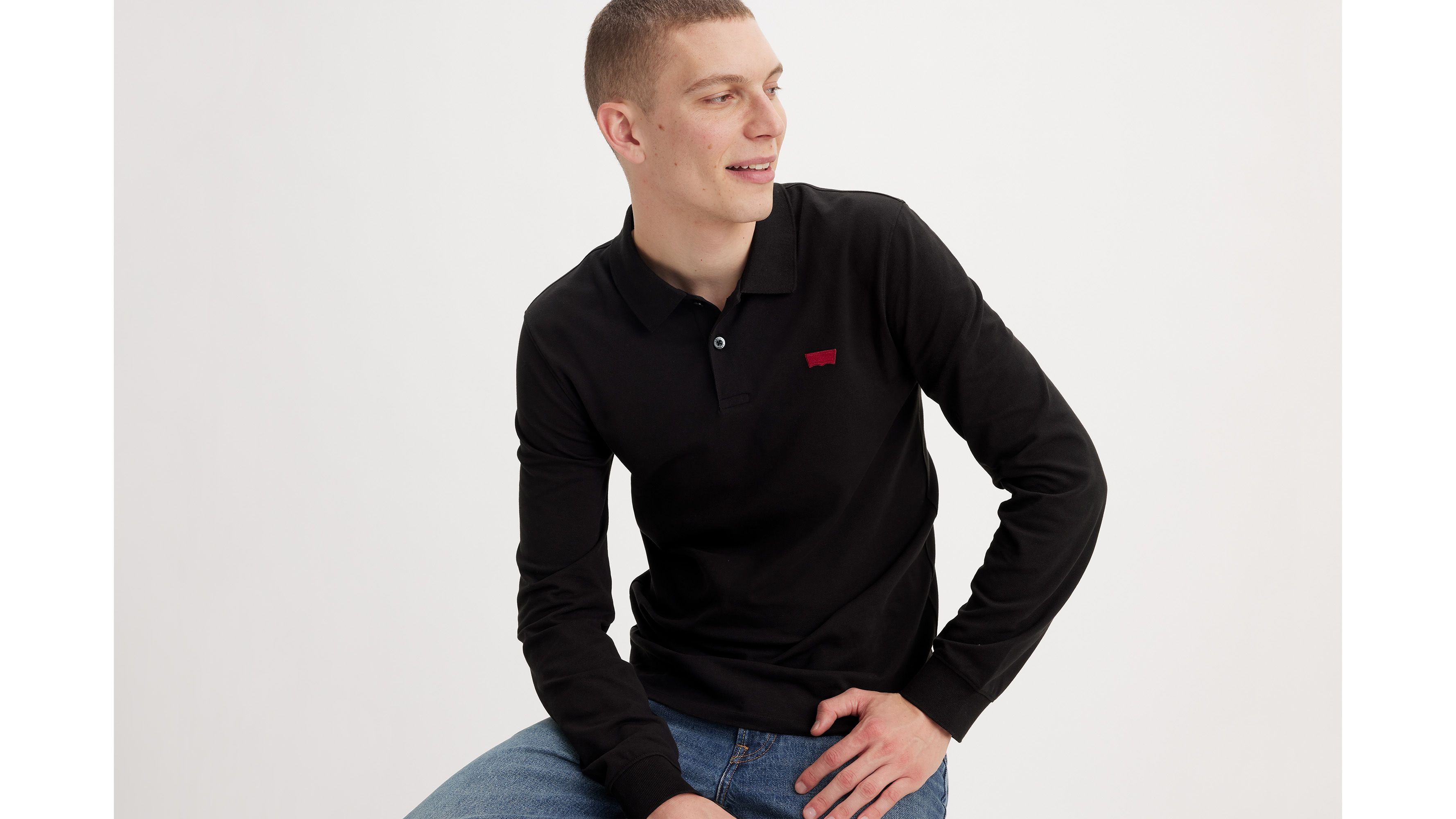 Polo manche longue Slim Housemark - Meteorite - Noir