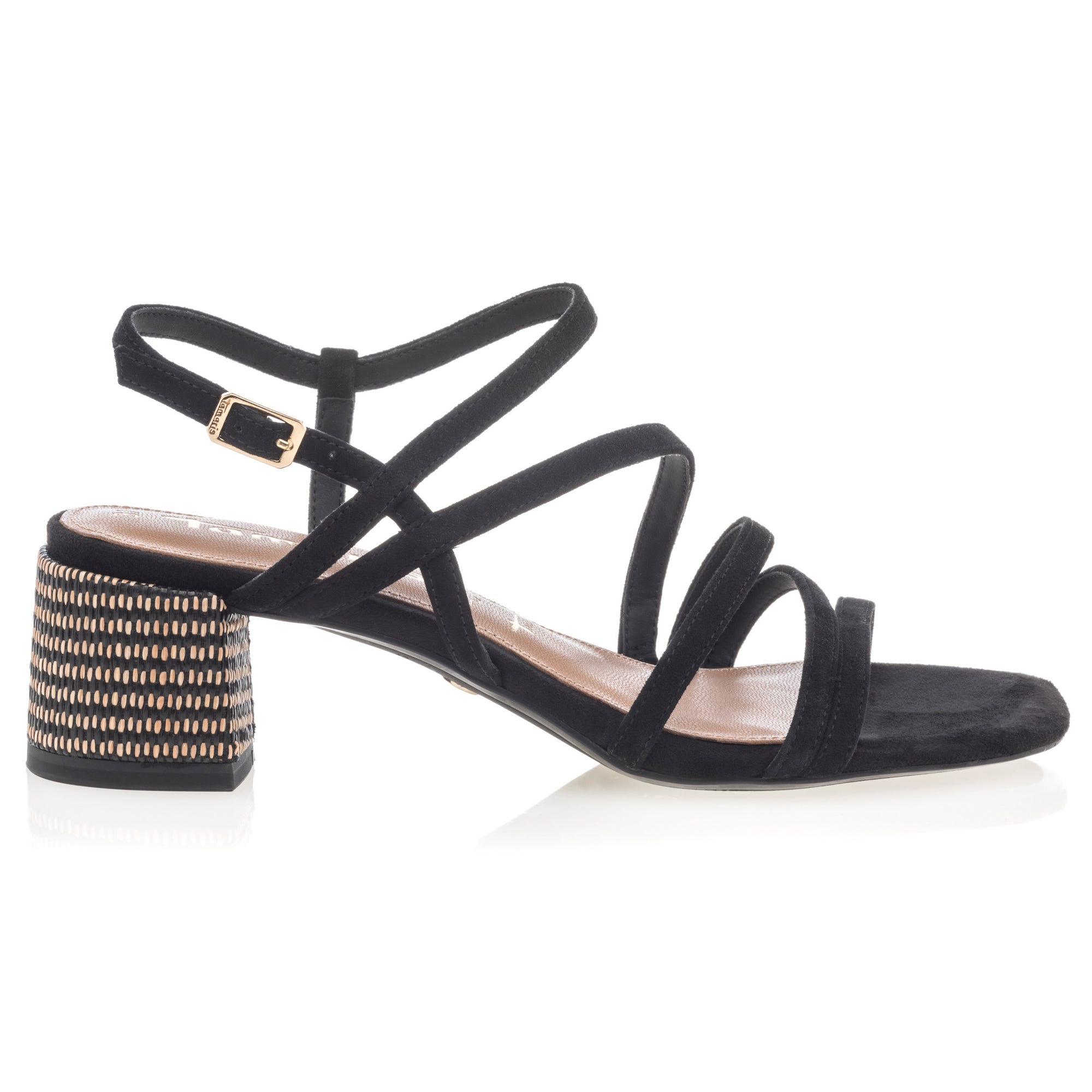 Nu-pieds à talon Femme en cuir noir