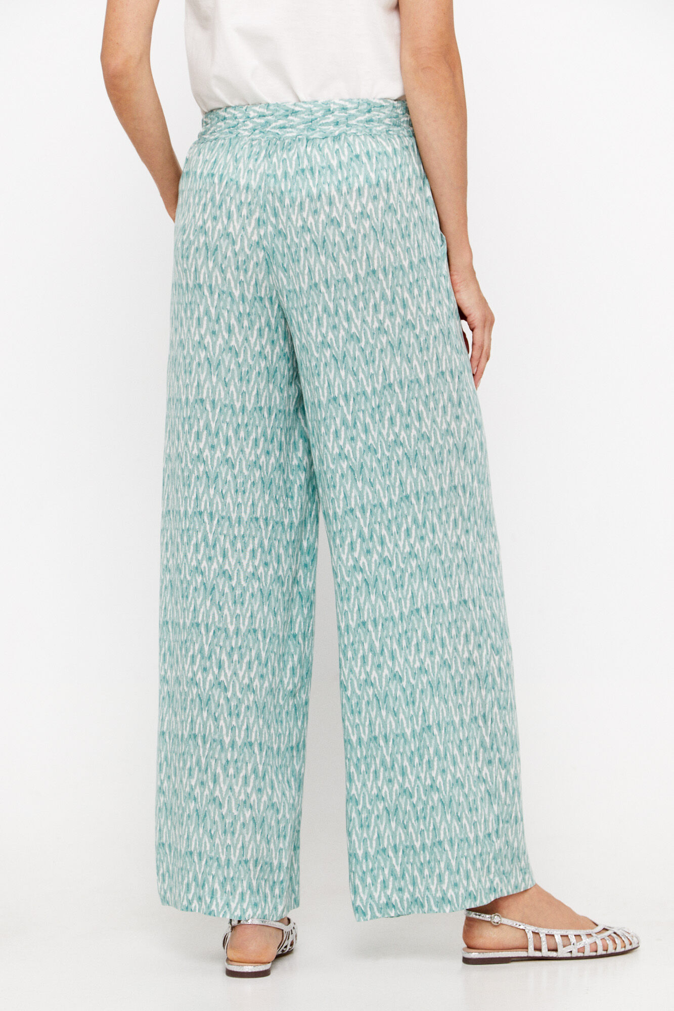 Calças fluidas estampadas - Estampa verde