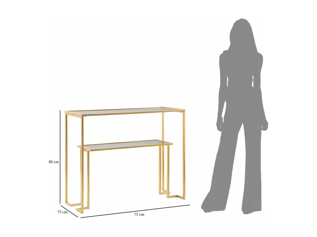 Console Jackson, Table polyvalente, Armoire de rangement, Bureau du couloir, 100x35 h80 cm, Or
