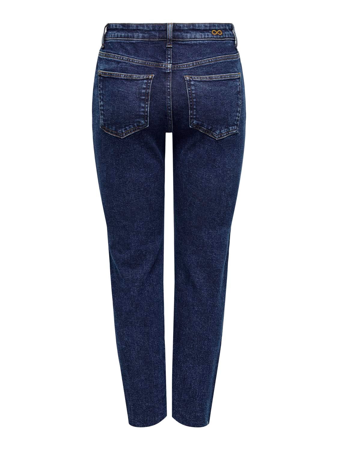 JDYLULLU Hohe Taille Gerade geschnitten Jeans Dark Blue Denim