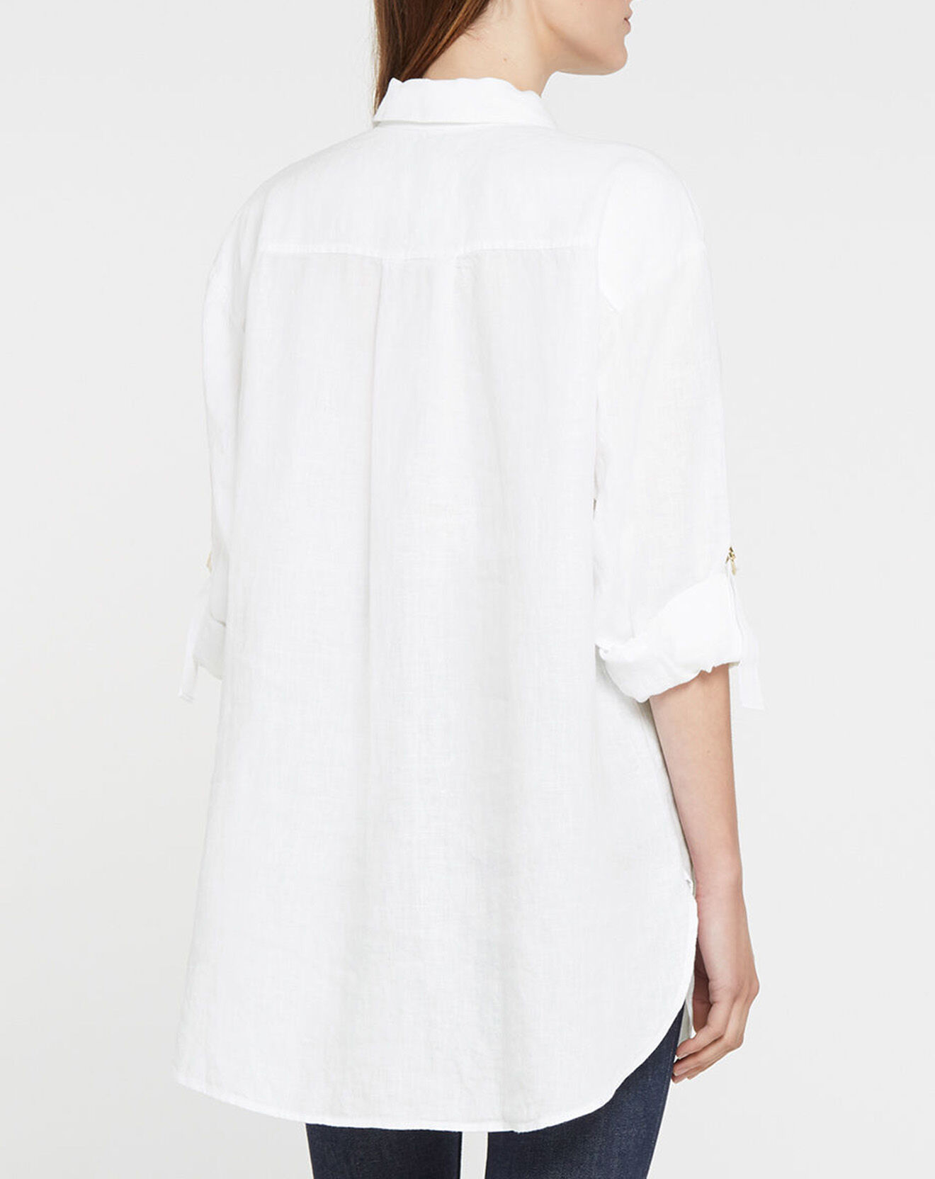 Tommy Hilfiger Chemise 100% Lin Abo Boyfriend blanche