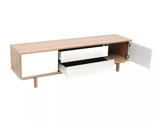 Meuble TV scandinave bois et blanc L180 cm SID