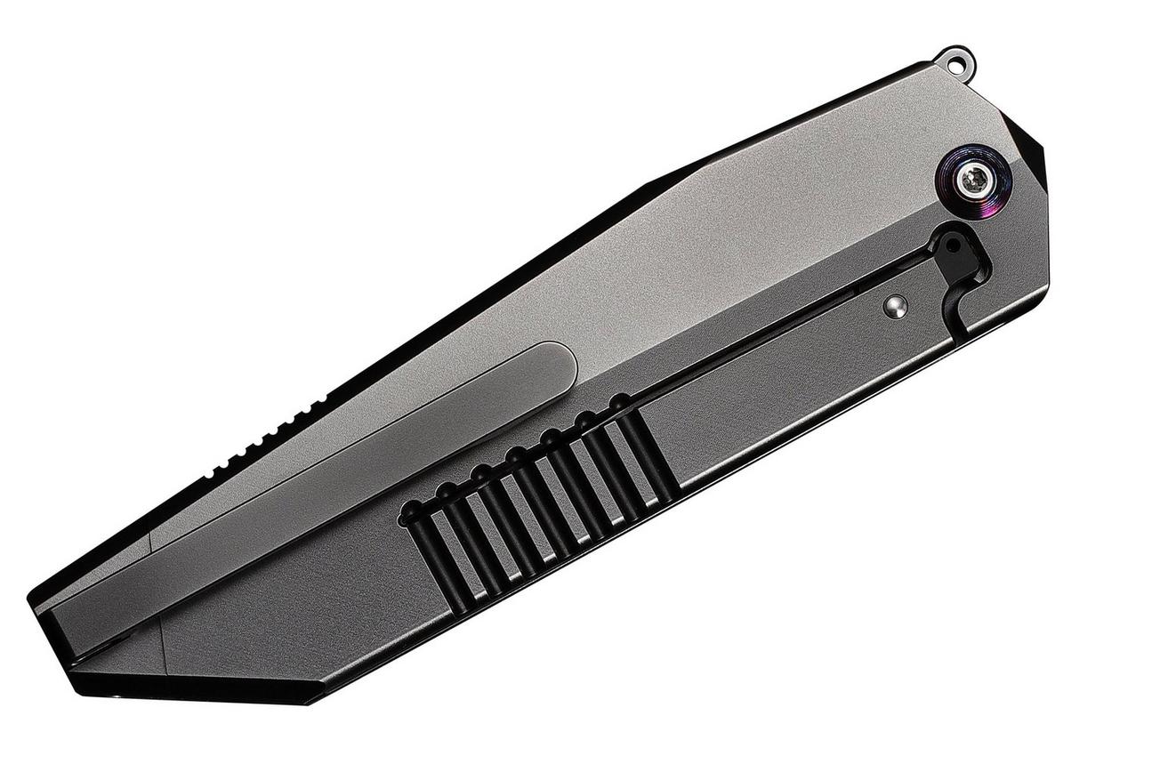 WE Knife Collinear WE22034D-4 Polished Gray Böhler M390, Polished Gray & Satin Titanium, zakmes