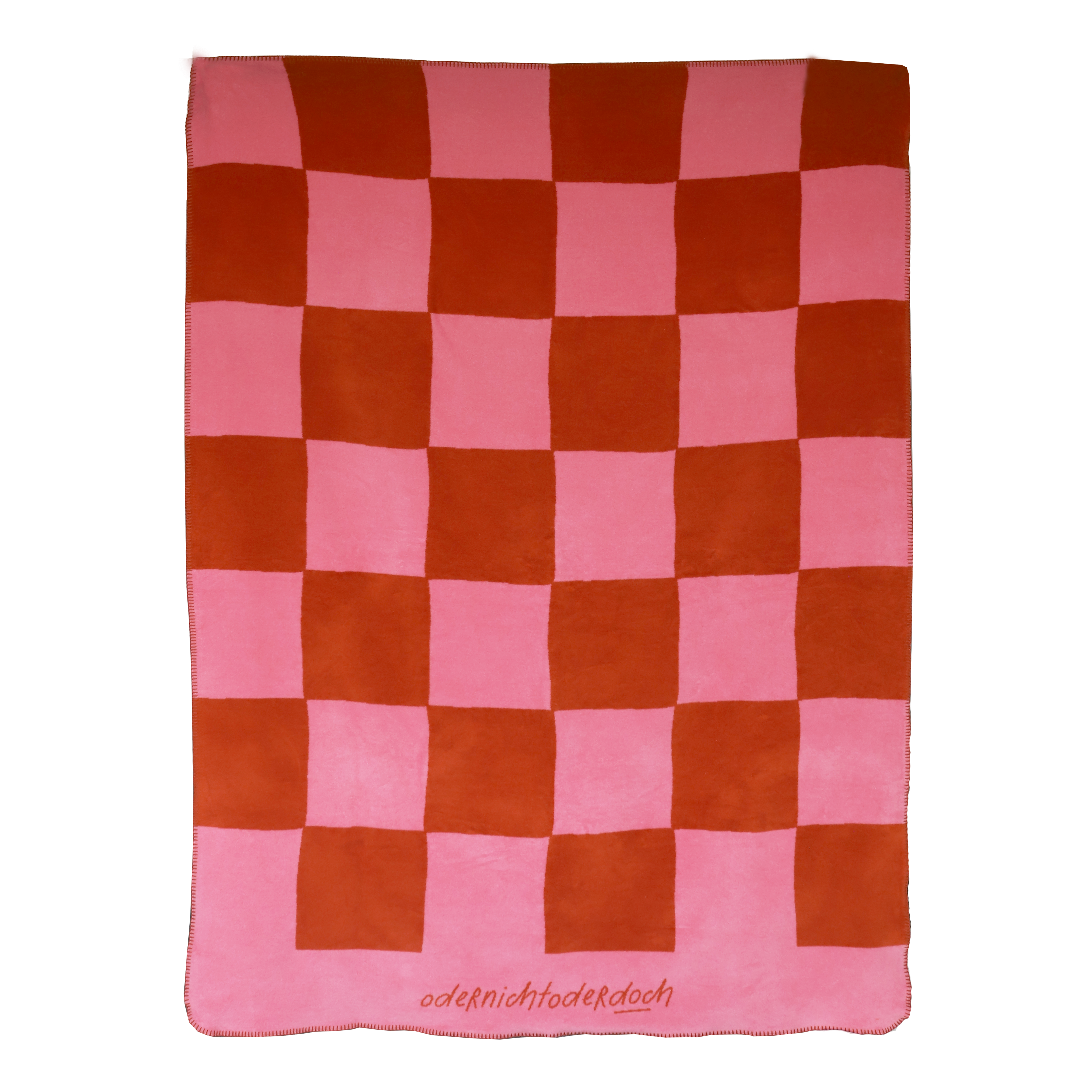 Kuscheldecke, orange-pink, kariert - 150 x 200 cm