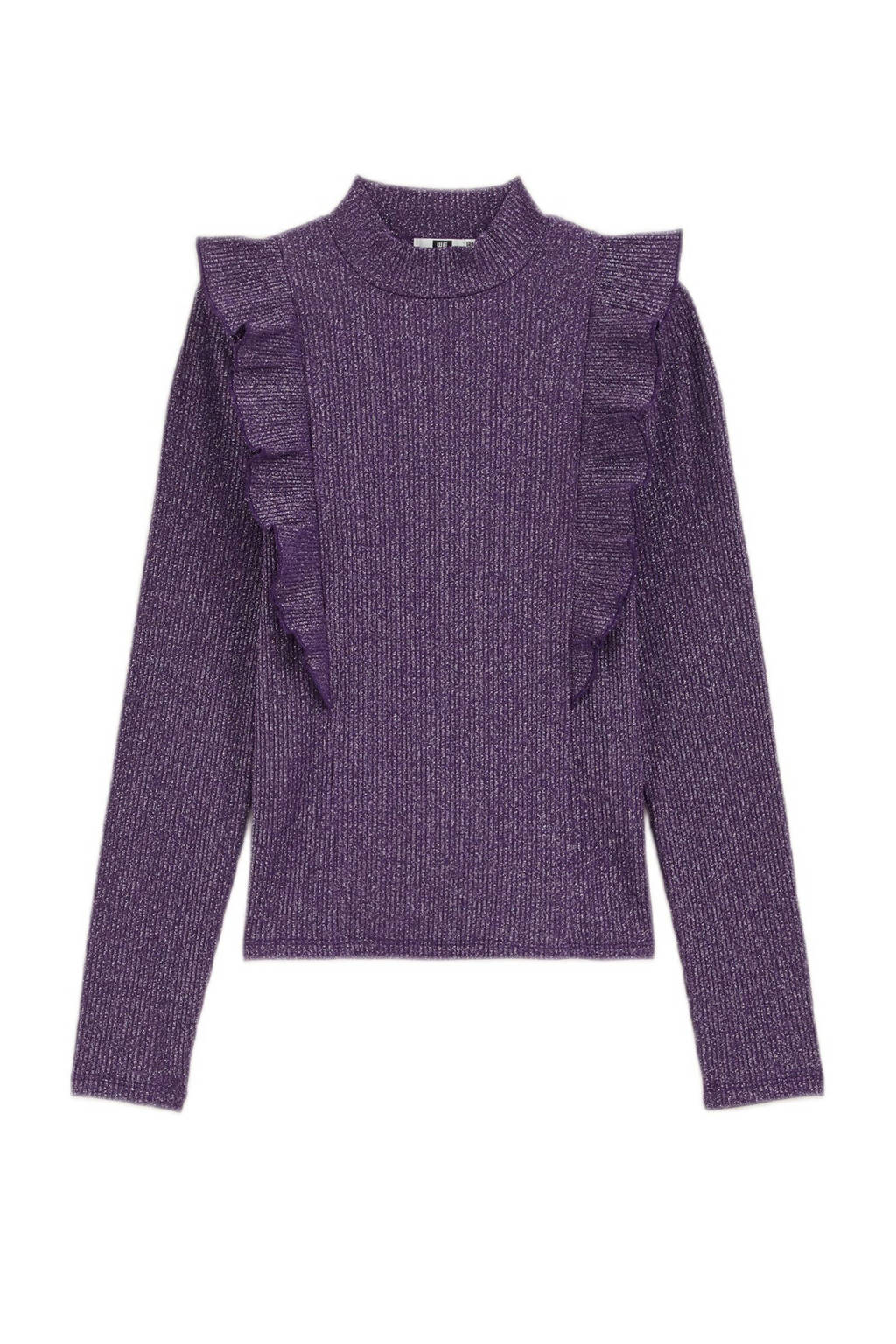 WE Fashion gebreide trui donkerpaars glitter