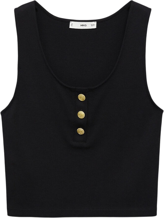 MANGO Top with straps and buttons Black