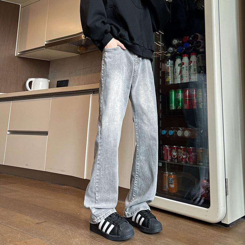 Sheck - Mid Rise Washed Straight Leg Jeans (diverse designs)