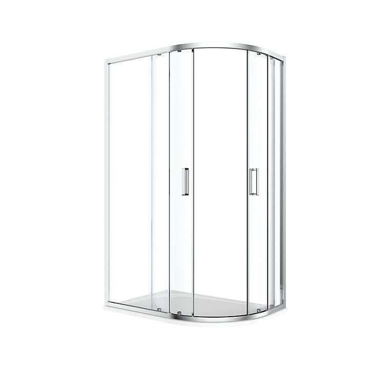 Paroi de douche avec receveur accès d'angle 80 x 120 cm, gauche, portes coulissantes, profilés chrome, GoodHome Ledava
