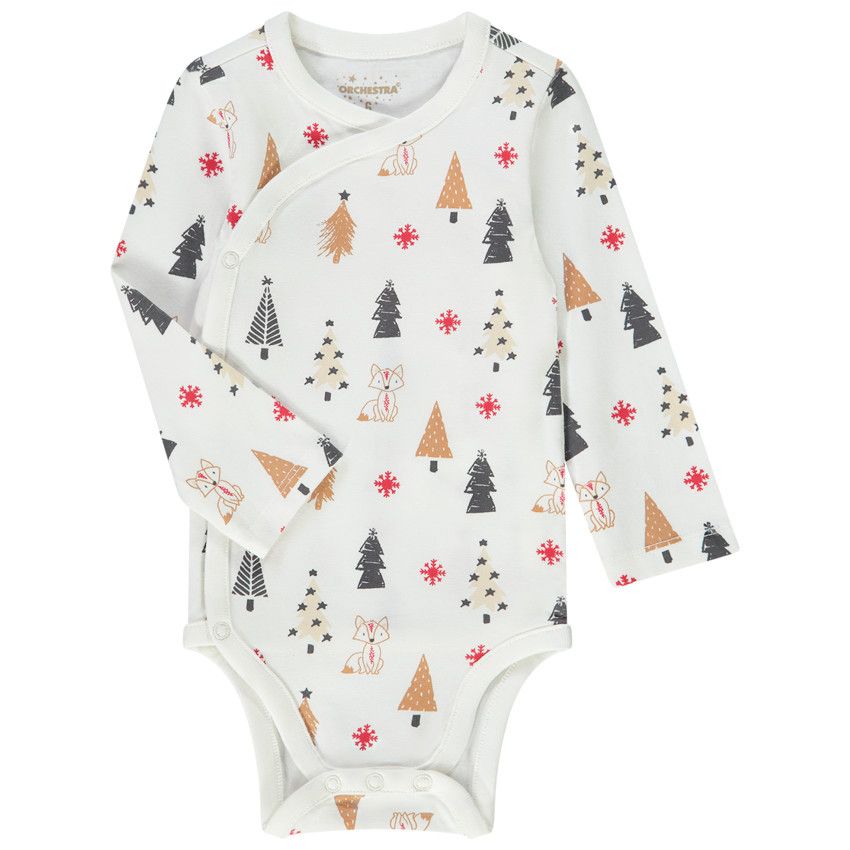 Lot de 2 bodies manches longues imprimé fantaisie pour bébé garçon - Ecru