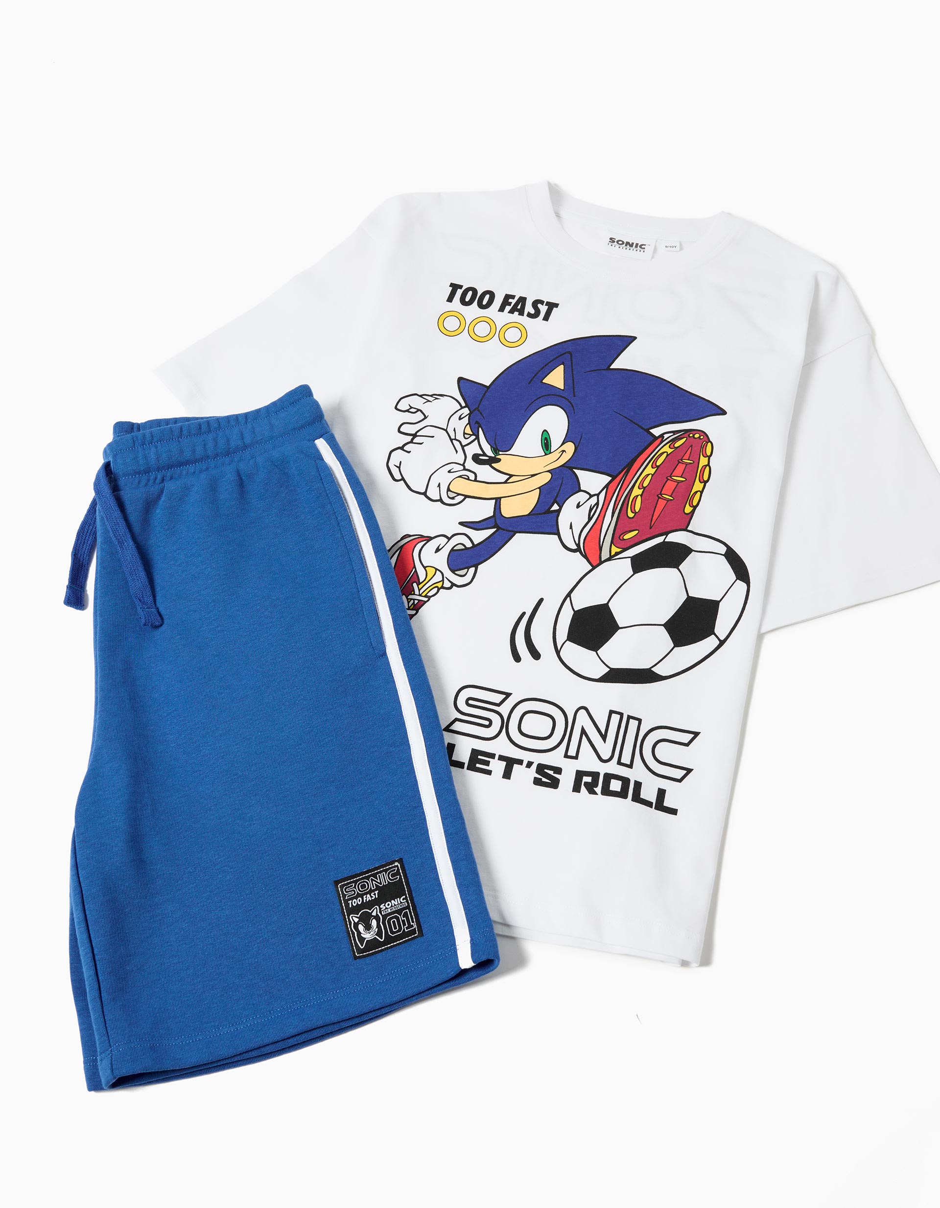 Conjunto T-shirt e Calções 'Sonic', Menino, Azul