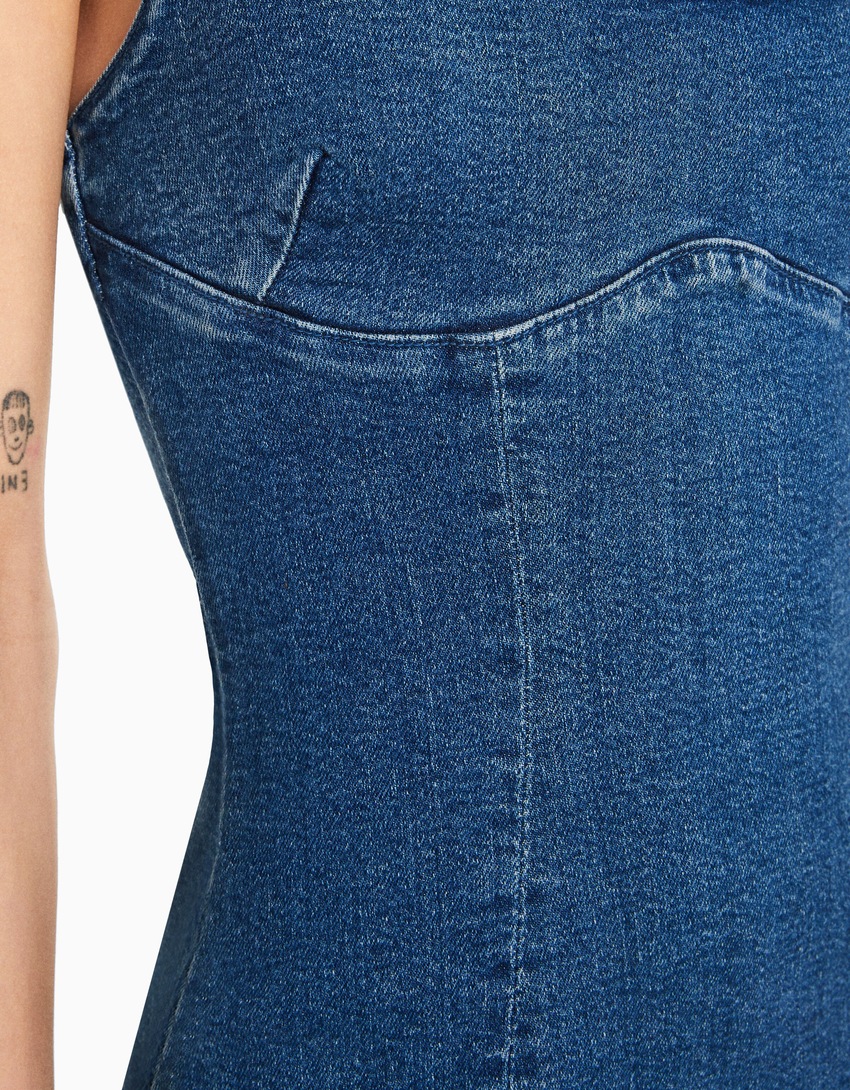 Vestido longo jeans com alças