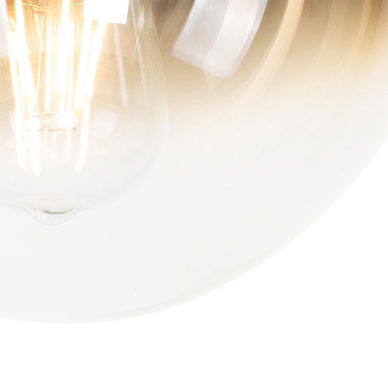 Art deco plafondlamp zwart met goud glas - pallon