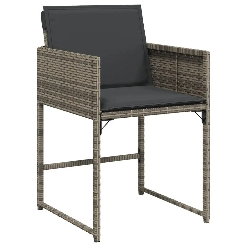 vidaXL - Tuinstoelen - Kussens - Grijs - Poly rattan - 4 stuks