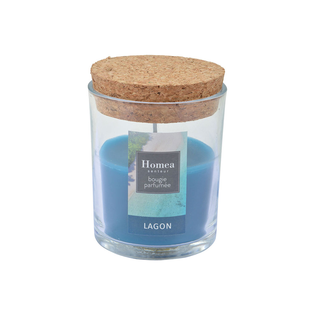 Bougie parfumée bocal verre lagon 7x9x7cm