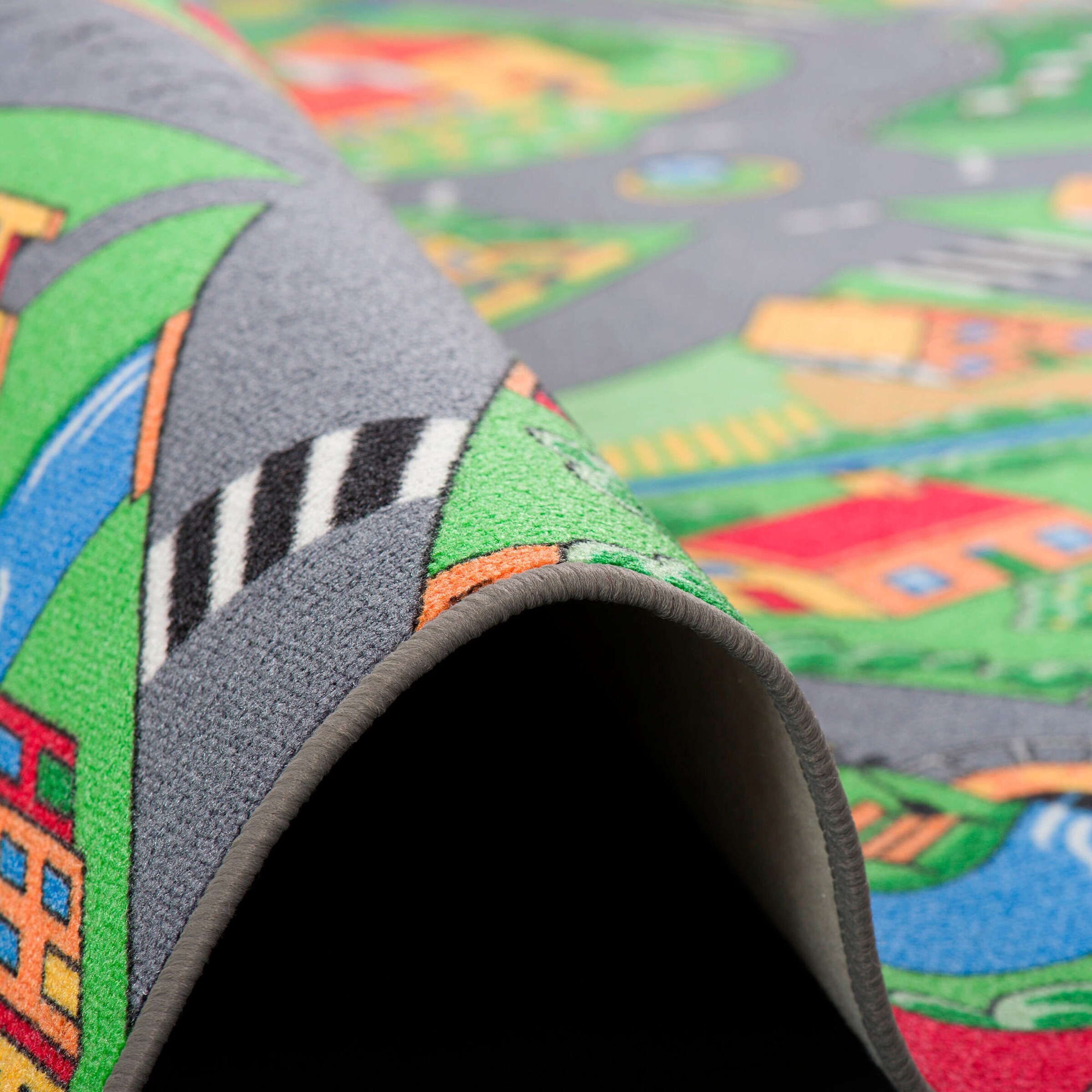 Snapstyle Kinder Spiel Straßenteppich Grün - 80x160 cm
