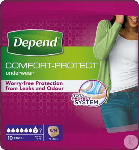 Depend Culottes D'Incontinence Sous-Vêtement Absorbant Normal Femmes Taille S/M 10 Pièces