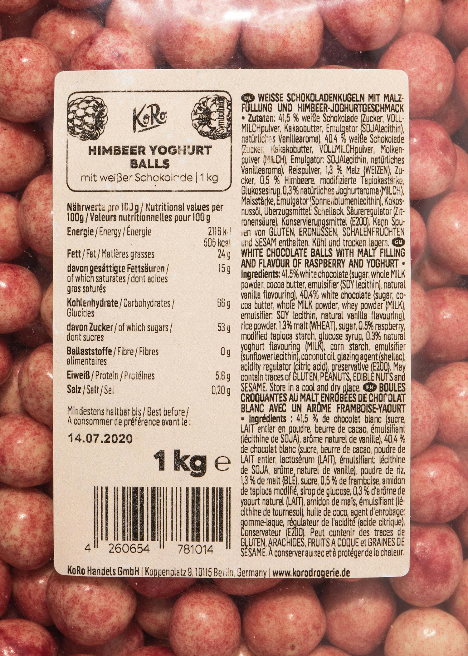 Himbeer Crispy Balls mit weißer Schokolade 1 kg