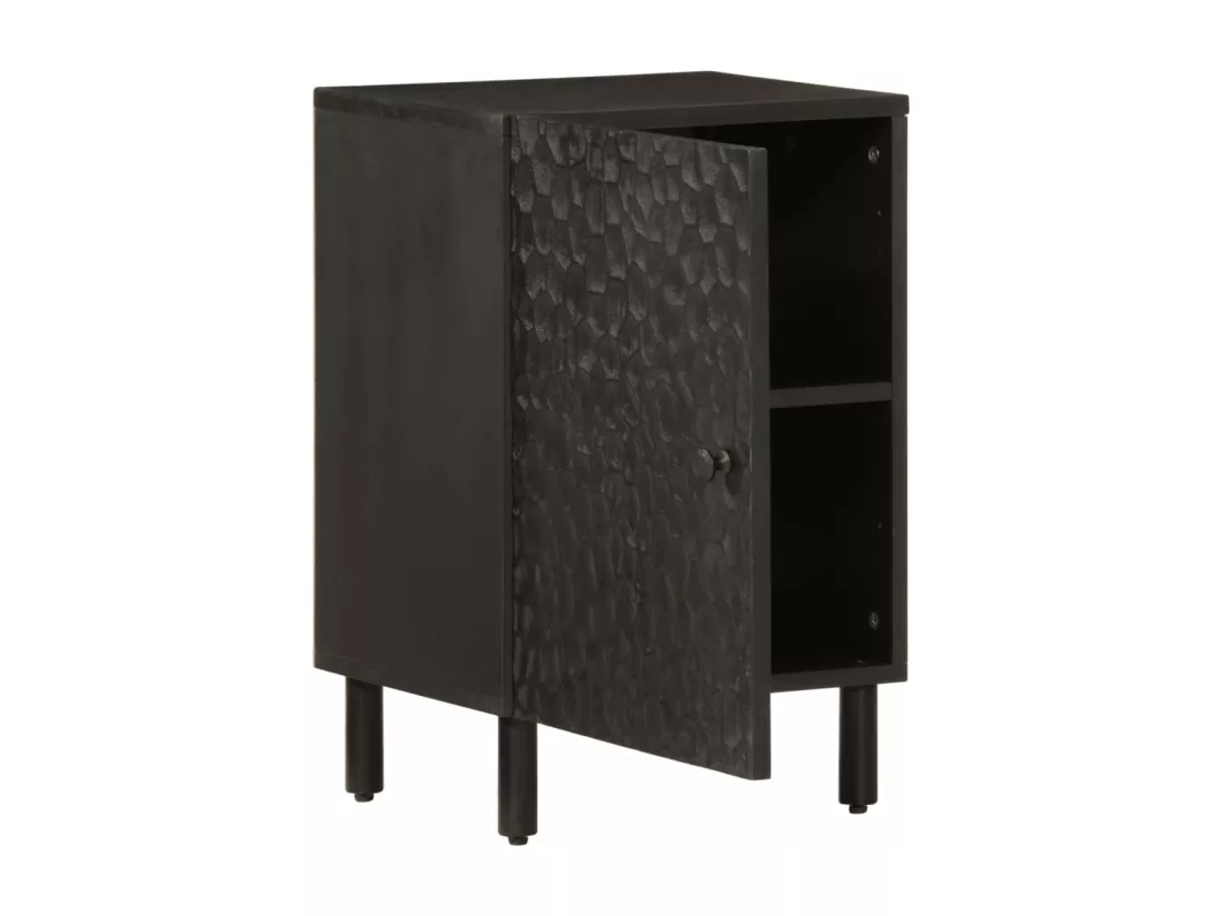 Armoire de salle de bain noir 38x33x58 cm bois massif manguier