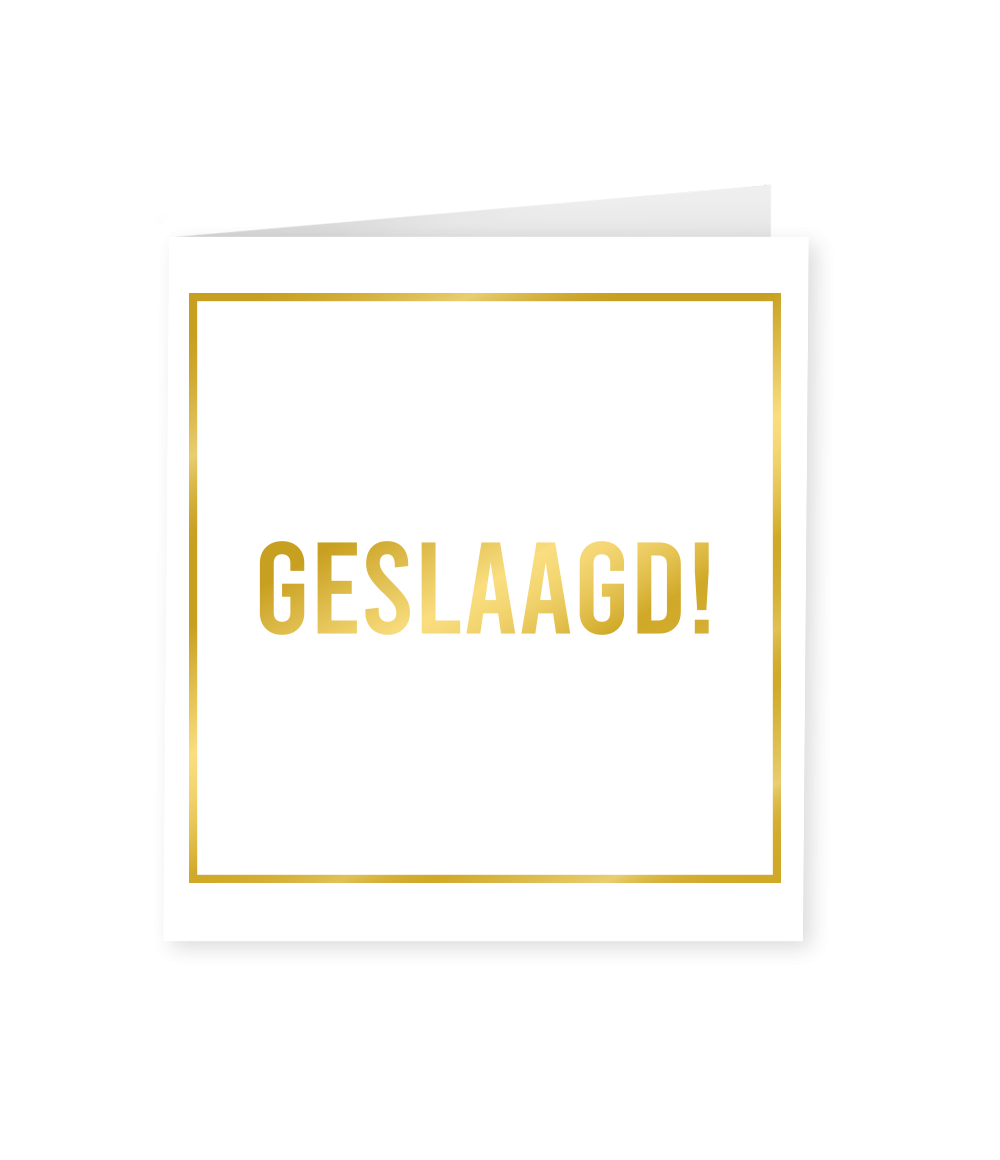 Kaart Geslaagd Goud Wit 15cm