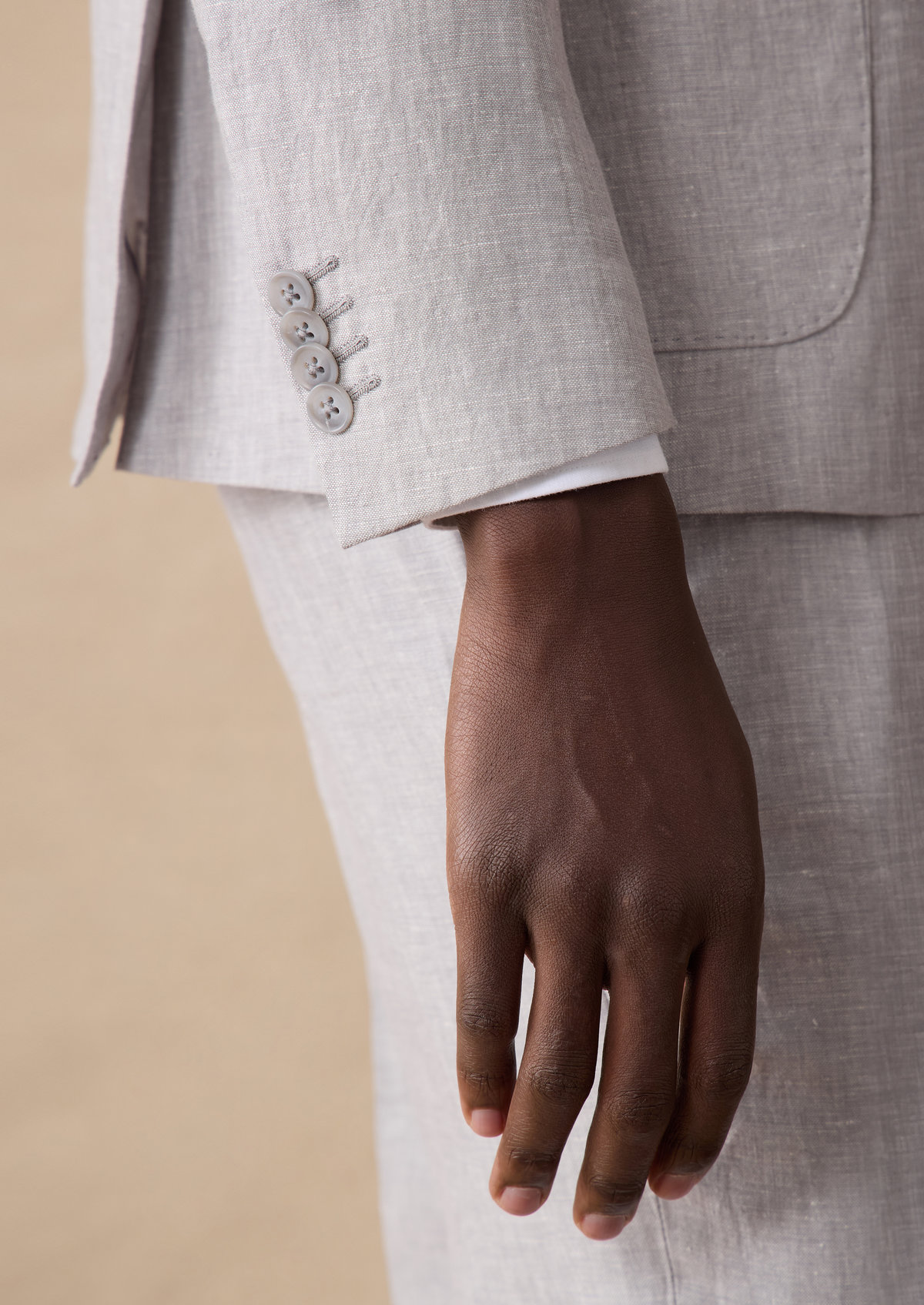 Veste coordonnable Regular en lin uni gris perle