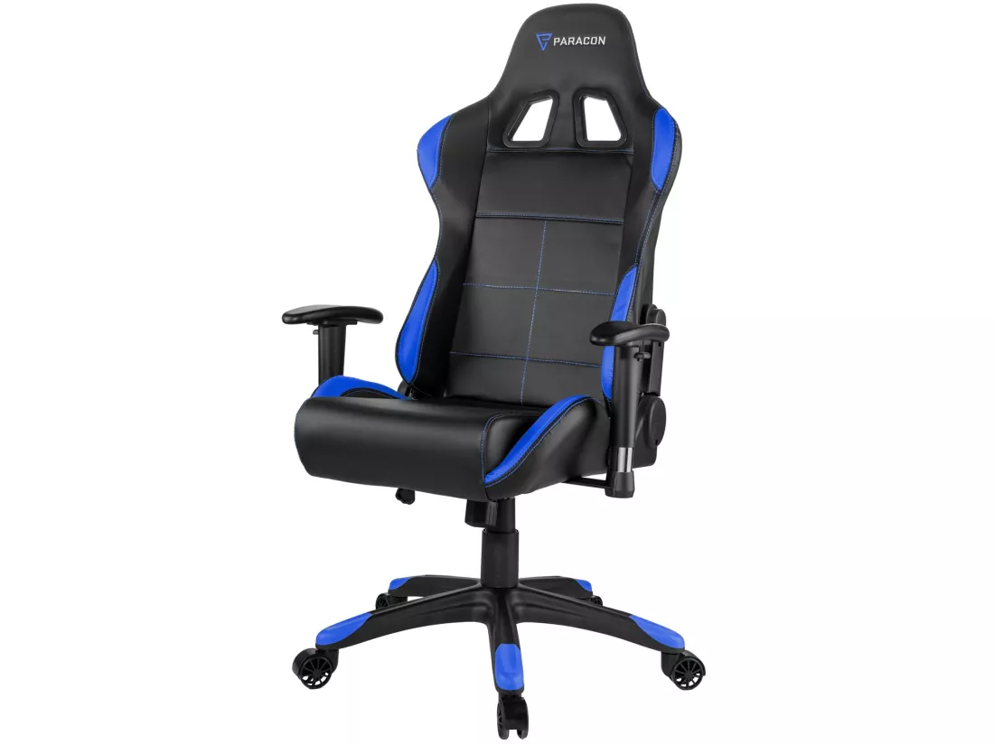 Paracon Rogue Fauteuil de gamer avec oreiller cervical et soutien lombaire, bleu.