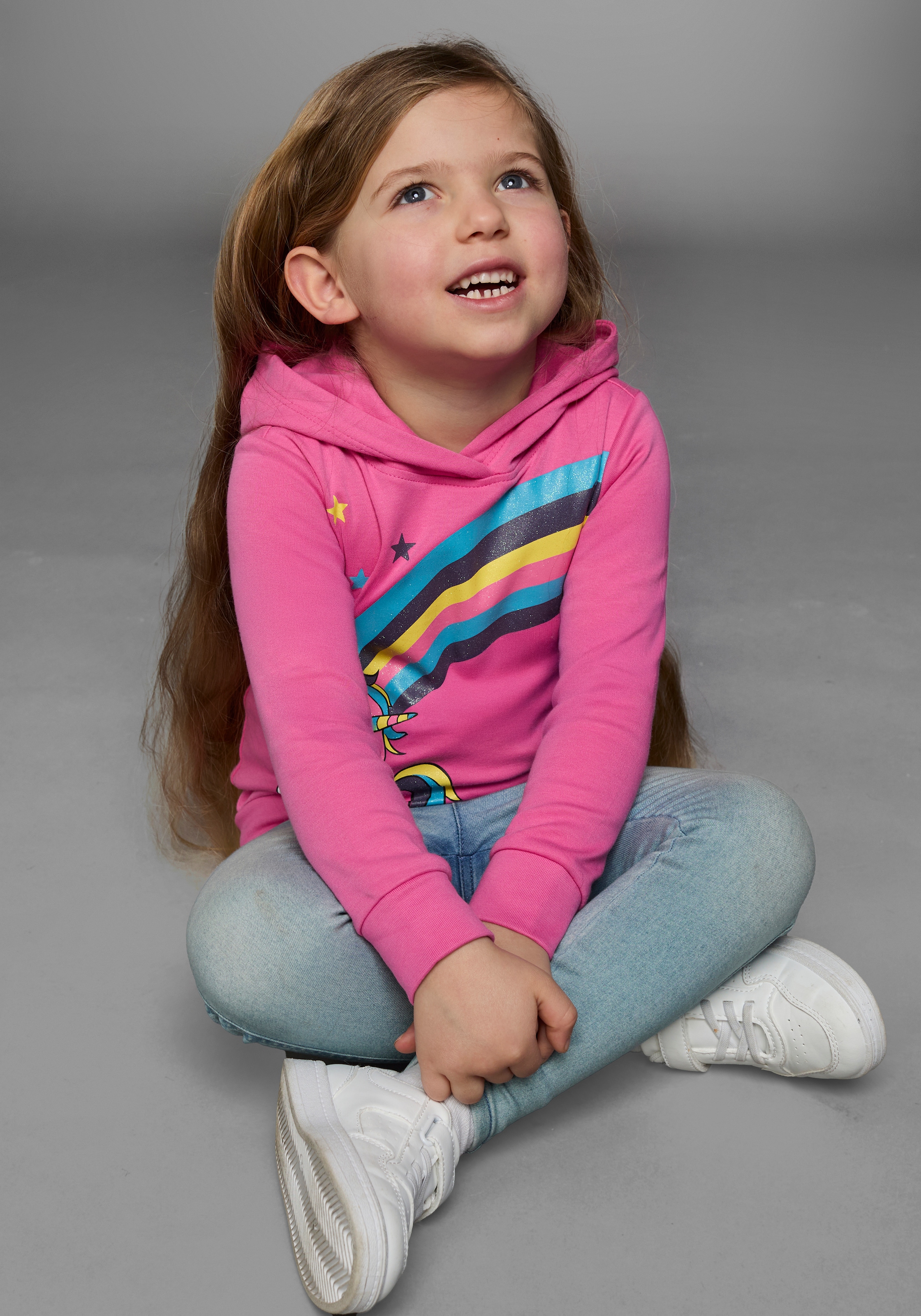 KIDSWORLD Langarmshirt »EINHORN Regenbogen«, Langarm,  Basic-Passform,  bedruckt,  aus Baumwolle