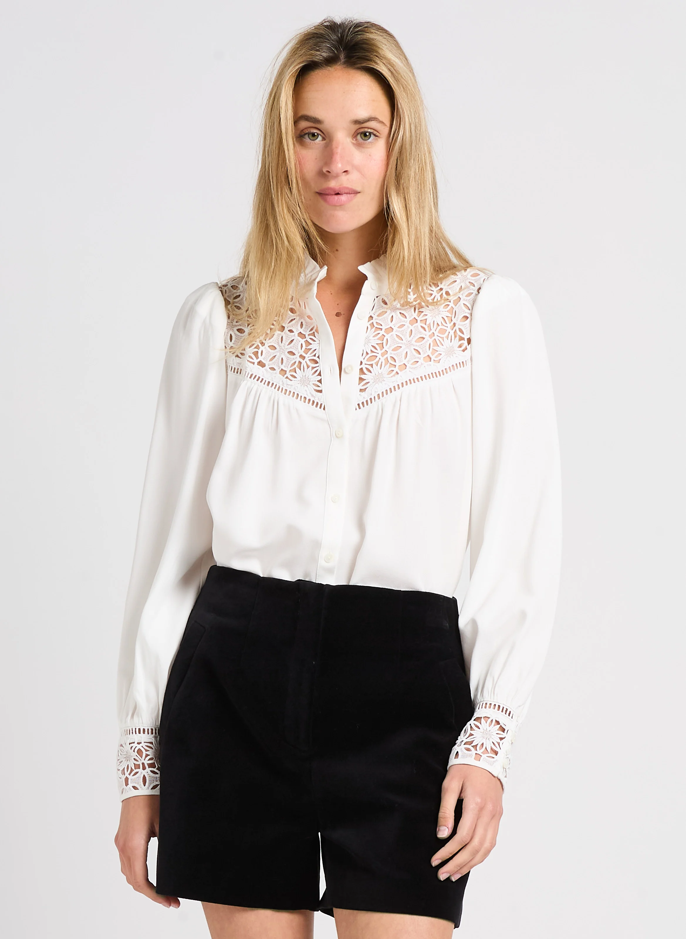 LADY - Chemise droite col victorien | Blanc