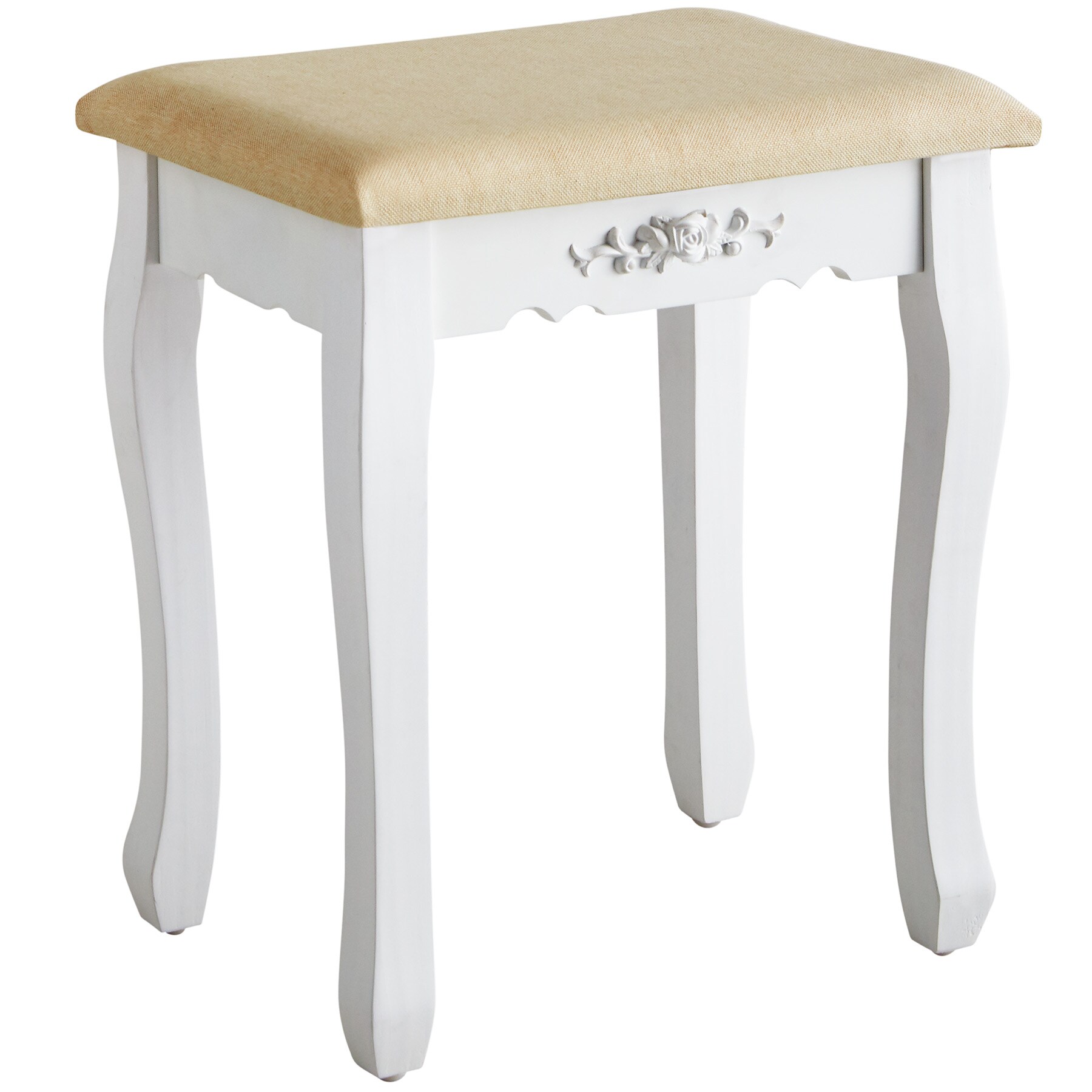 tectake® Schminktisch, mit gepolstertem Hocker, 5 Schubladen, abnehmbares Kosmetikfach, 80 x 40 x 138 cm