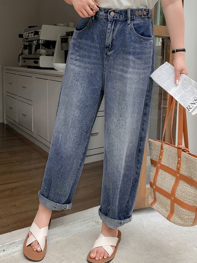 Ashteroid - High Waist Washed Harem Jeans