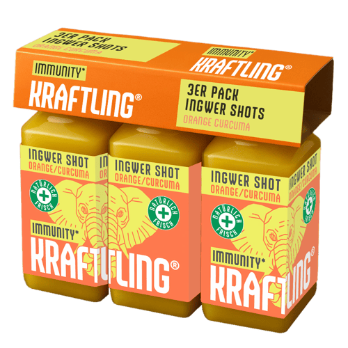 Kraftling 3er Vorteilspack Ingwer Shot Orange-Curcuma 3x60ml - Elefant
