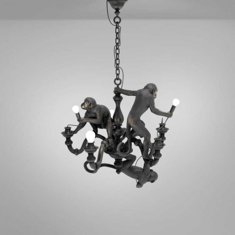 Seletti Monkey kroonluchter zwart