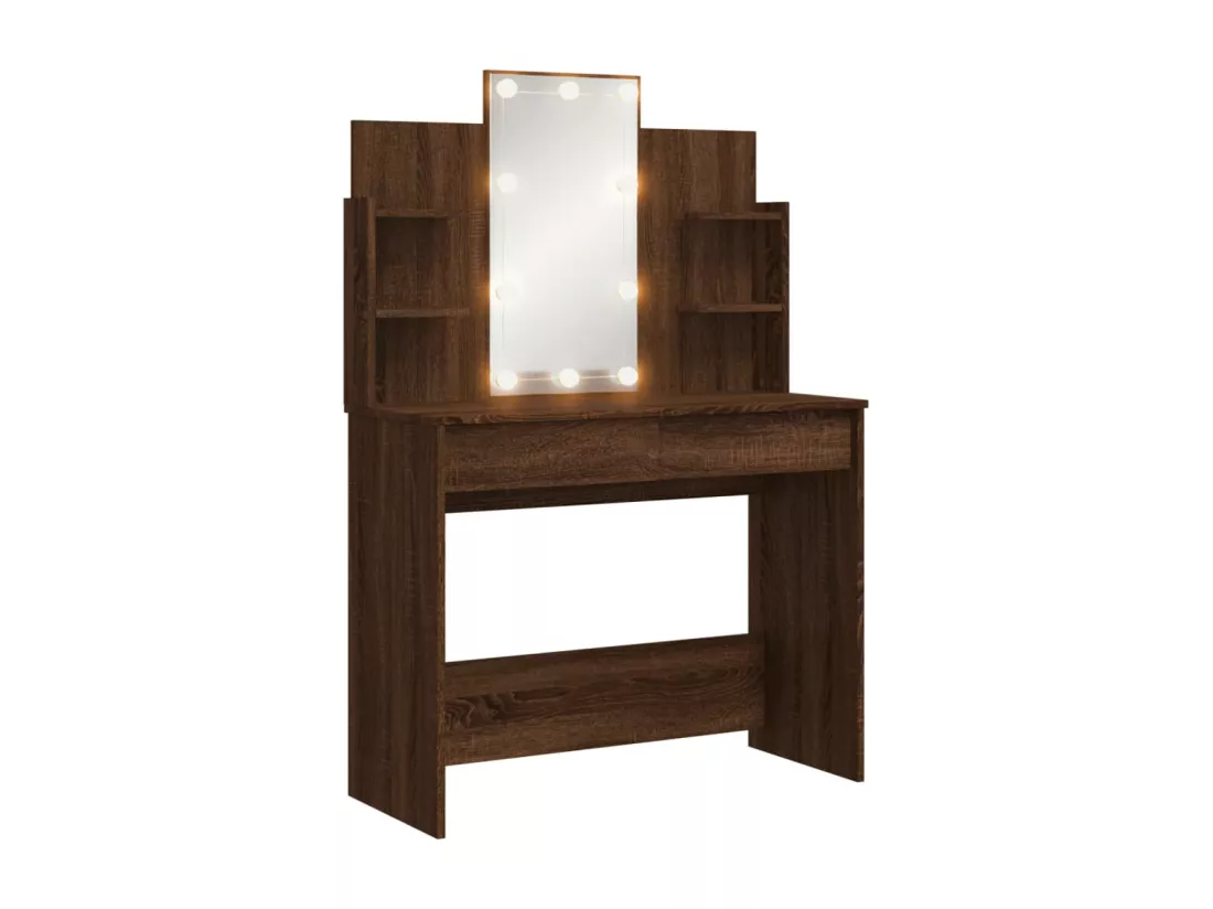 Coiffeuse avec lumières LED chêne marron 96x40x142 cm
