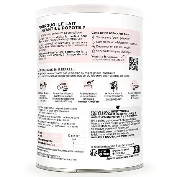 Popote Lait Infantile Croissance BIO 400g