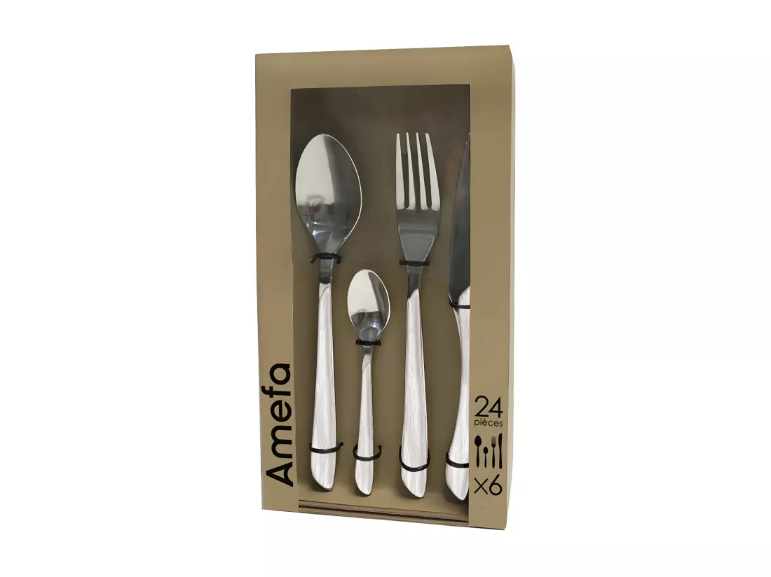Eclat Nature - Ménagère 24 pièces Bois blanc