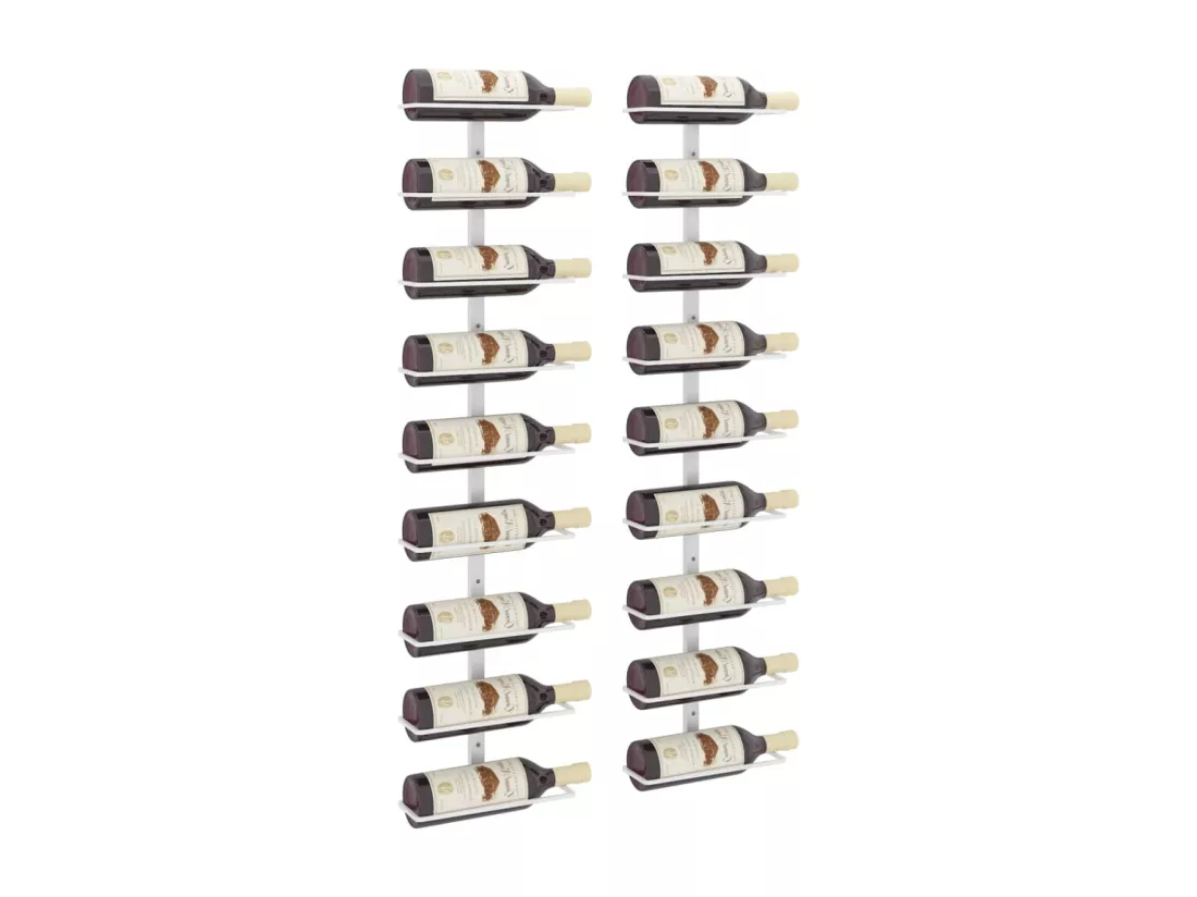 Casier à vin mural pour 9 bouteilles 2 pcs Blanc Fer