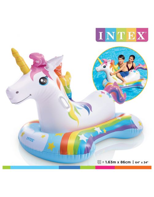 Intex Unicorn Ride-On. Ages 3+ - Luchtbedden - 163x86 cm Leeftijd 3+