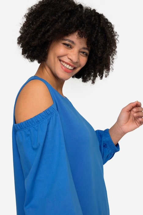 Sweater, Schulter CutOut, Rundhals, Ballonärmel