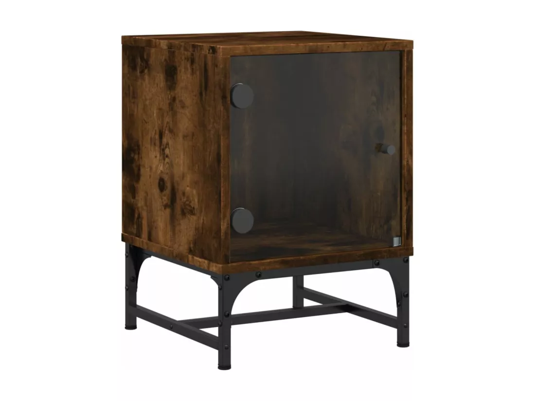 Prolenta Premium - Tables de chevet et portes vitrées 2 pcs chêne fumé 35x37x50 cm