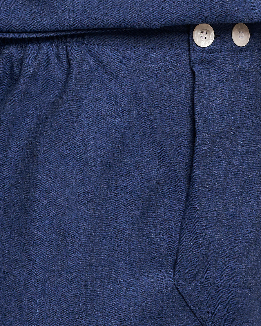 Derek Rose Brushed Cotton Flanell Pyjama Set Navy
