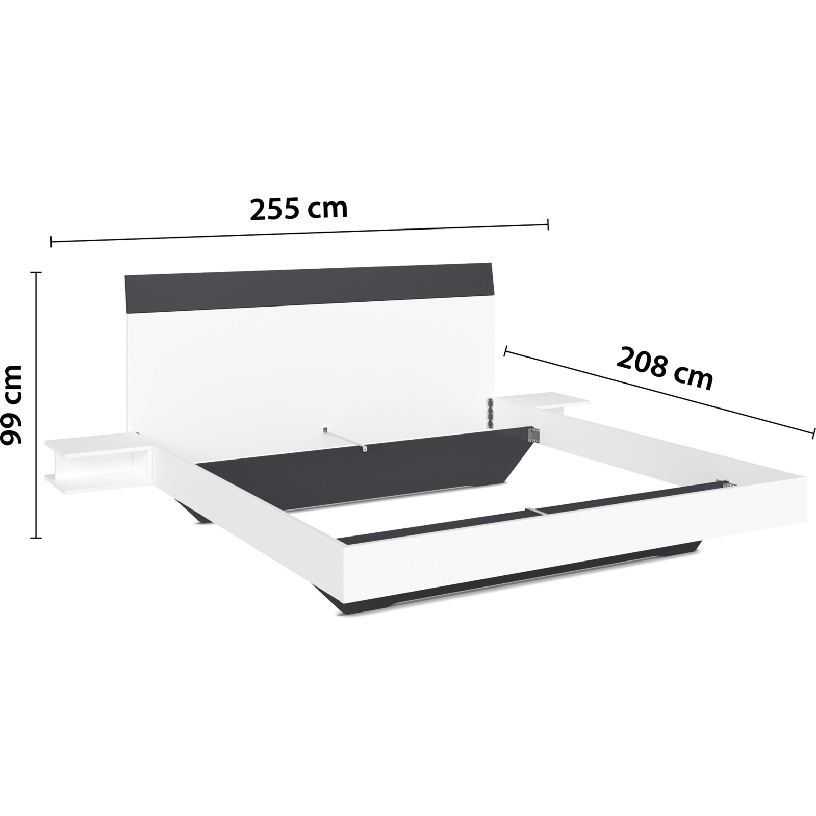 Bett Monza 180 x 200 cm weiss / grau met.